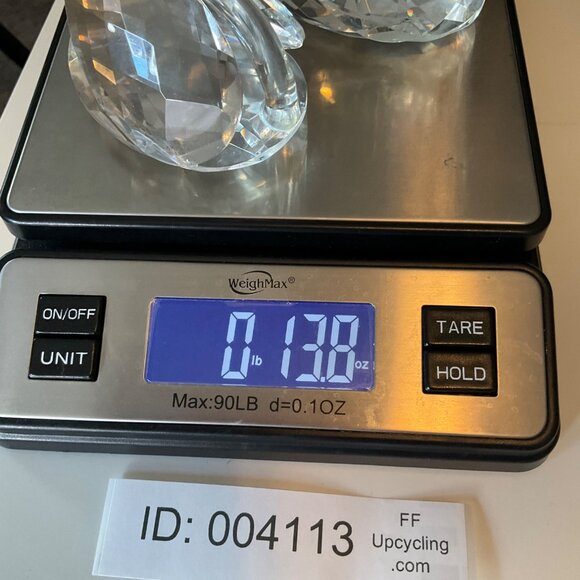 Vintage Set 2 Crystal Art Glass Swan Faceted Figurine Paperweight MCM Art Deco - Picture 9 of 9